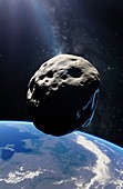 Asteroid passing Earth,illustration