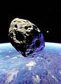 Asteroid approaching Earth,illustration