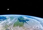 Earth and Moon from space,illustration
