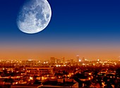 Moonrise over Los Angeles,USA