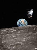 Apollo spacecraft in orbit,illustration