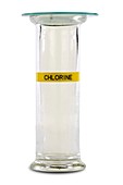 Chlorine gas in a gas jar