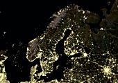 Fennoscandia at night,satellite image