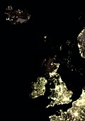 Iceland and British Isles at night