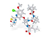 Faldaprevir drug molecule,illustration