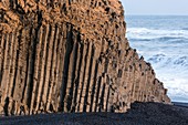 Basalt columns on beach