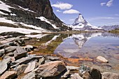 Matterhorn reflected in a mountain lake