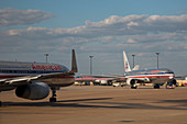 Passenger airliners at an airport