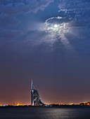 Moon over Burj Al Arab hotel,Dubai