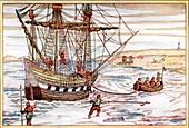 Barents' ship among the Arctic ice