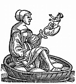 Woman hatching a baby from an egg