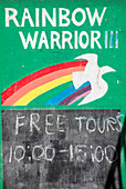 Rainbow Warrior tour sign