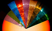 Sun's surface at different wavelengths