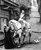 Lady Godiva on her horse,illustration