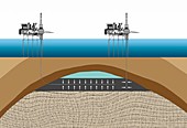 Offshore oil drilling,illustration