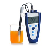 pH meter in orange juice