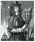 17th Century pyrotechnist,illustration