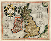 Ireland and Britain,1595 Mercator atlas