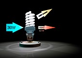 CFL light bulb efficiency,illustration