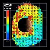 Ion flux map of solar wind and Mars