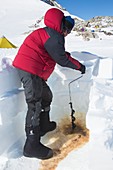 Drilling a new toilet hole,Antarctica
