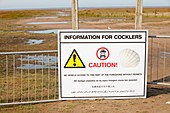 A cockle picking sign near Southport