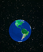 Whole earth & starry background