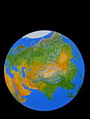 Whole earth showing the continent of Asia