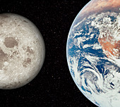 Composite image of Earth and Moon