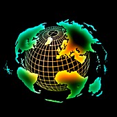 Artwork of Earth; continents separated from globe