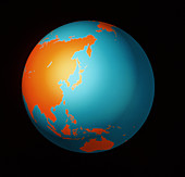 Computer artwork of Earth centred on Asia