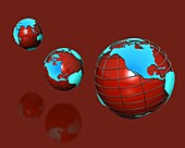 Earth globes,computer artwork