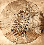 Historical city map of Imola,Italy