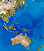 Cloudless satellite image of Australasia