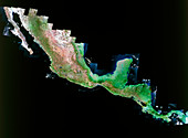 True-colour LANDSAT image of Central America