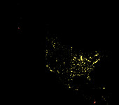 Satellite image of North America by night