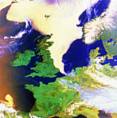 NW Europe,showing fog bank in North Sea