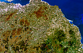 True-colour satellite image of southeast Scotland