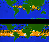 Global aerosol distribution before+after Pinatubo