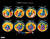 TOMS total ozone maps,1979-82,89-92