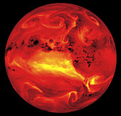 Colour satellite image of atmospheric water vapour