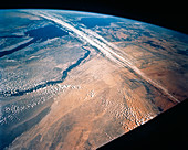 Jet stream clouds over Egypt and the Red