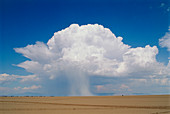 View of a cumulonimbus hail storm cloud in desert