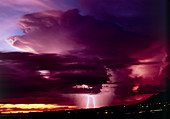 Thundercloud with lighning and rain,Arizona