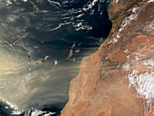 Sand storm over Canary Islands