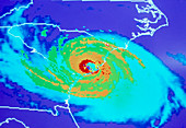 Coloured satellite image of Hurricane Hugo