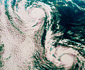NOAA satellite image of twin hurricanes