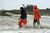 Local residents escaping Hurricane Isabel,USA