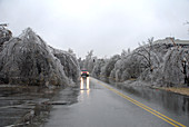 Icy road after an ice storm
