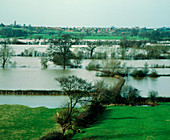 Fields flooded by the river Severn
